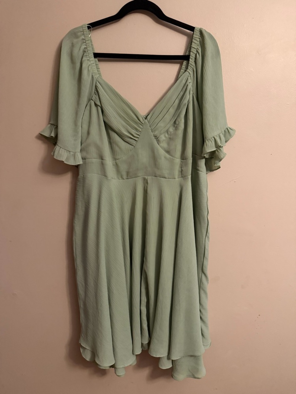 ARULA Light Sage Pleated Bodice Dress